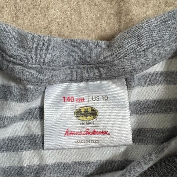 Hanna Andersson Batman Gray White Stripe T-shirt Kids 10/140cm Graphic Comics - Picture 3 of 7